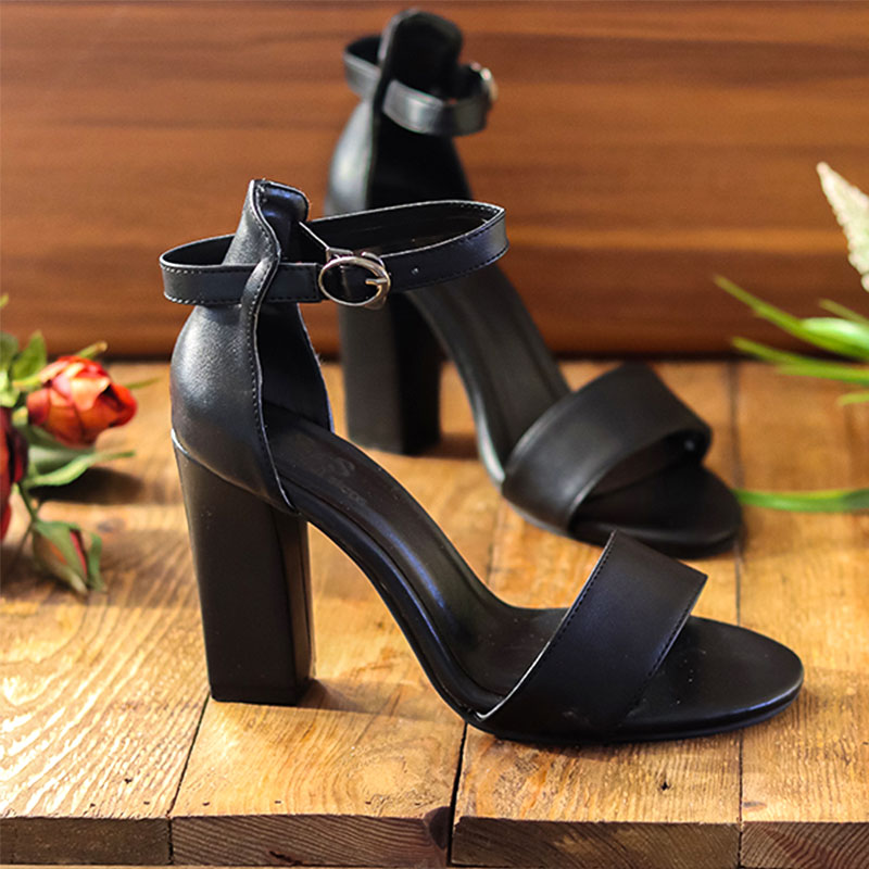 women-strap-high-heel-sandal-10cm-black صندل مجلسی زنانه بندی پاشنه ۱۰ سانت | کفش پاشنه بلند با زیره داووس - تصویر 1